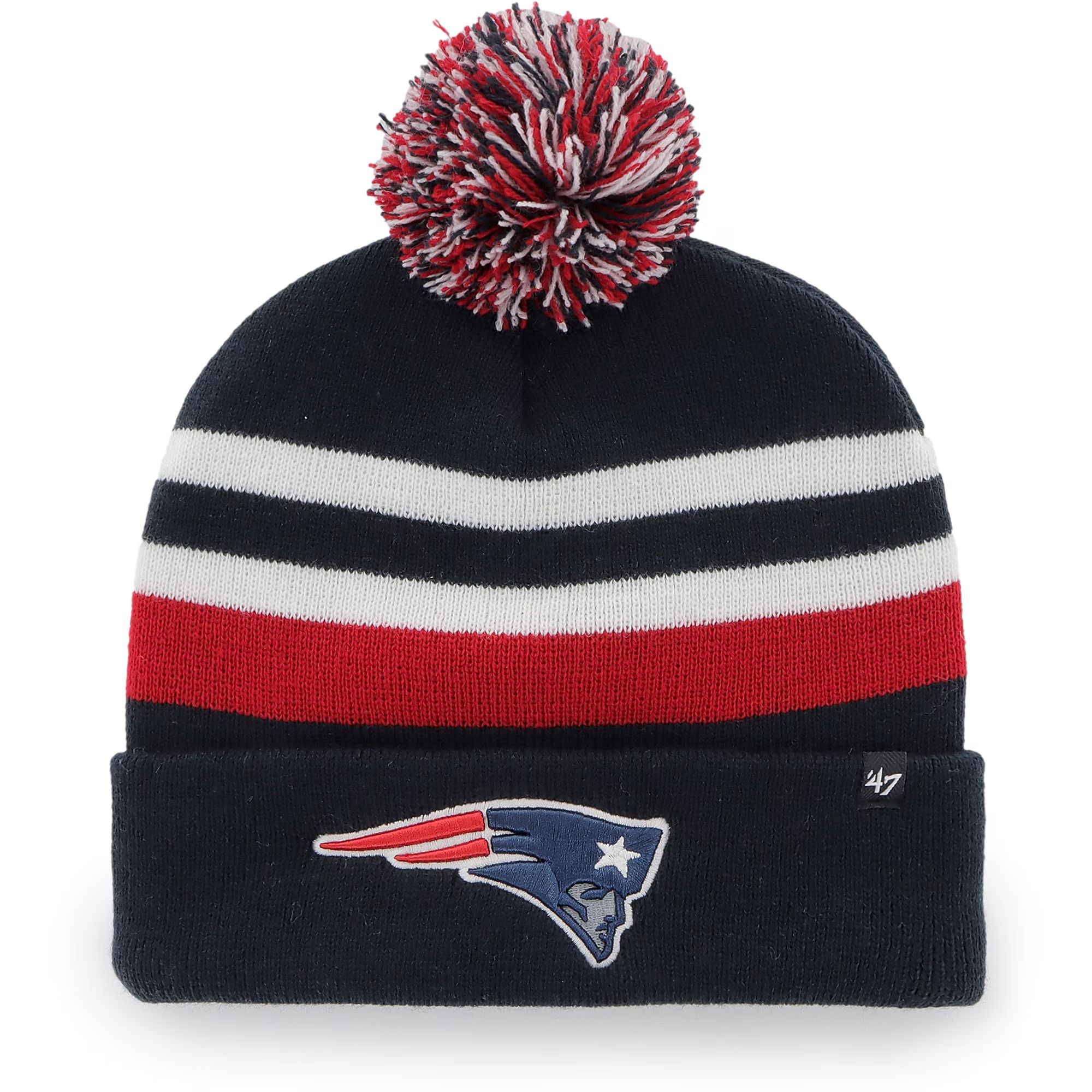 Men's New England Patriots '47 Navy State Line Cuffed Knit Hat with Pom | NFL Shop