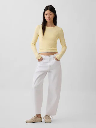 High Rise Crop Barrel Jeans | Gap (US)