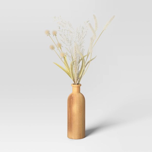 Grass with Wheat in Pot Wood Vase Arrangement - Threshold&#8482; | Target