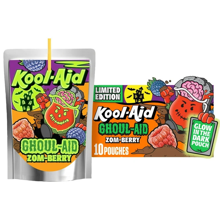 Kool-Aid Ghoul-Aid Scary Berry Flavored Drink, 10 Ct Box, 6 oz Pouches, Liquids | Walmart (US)