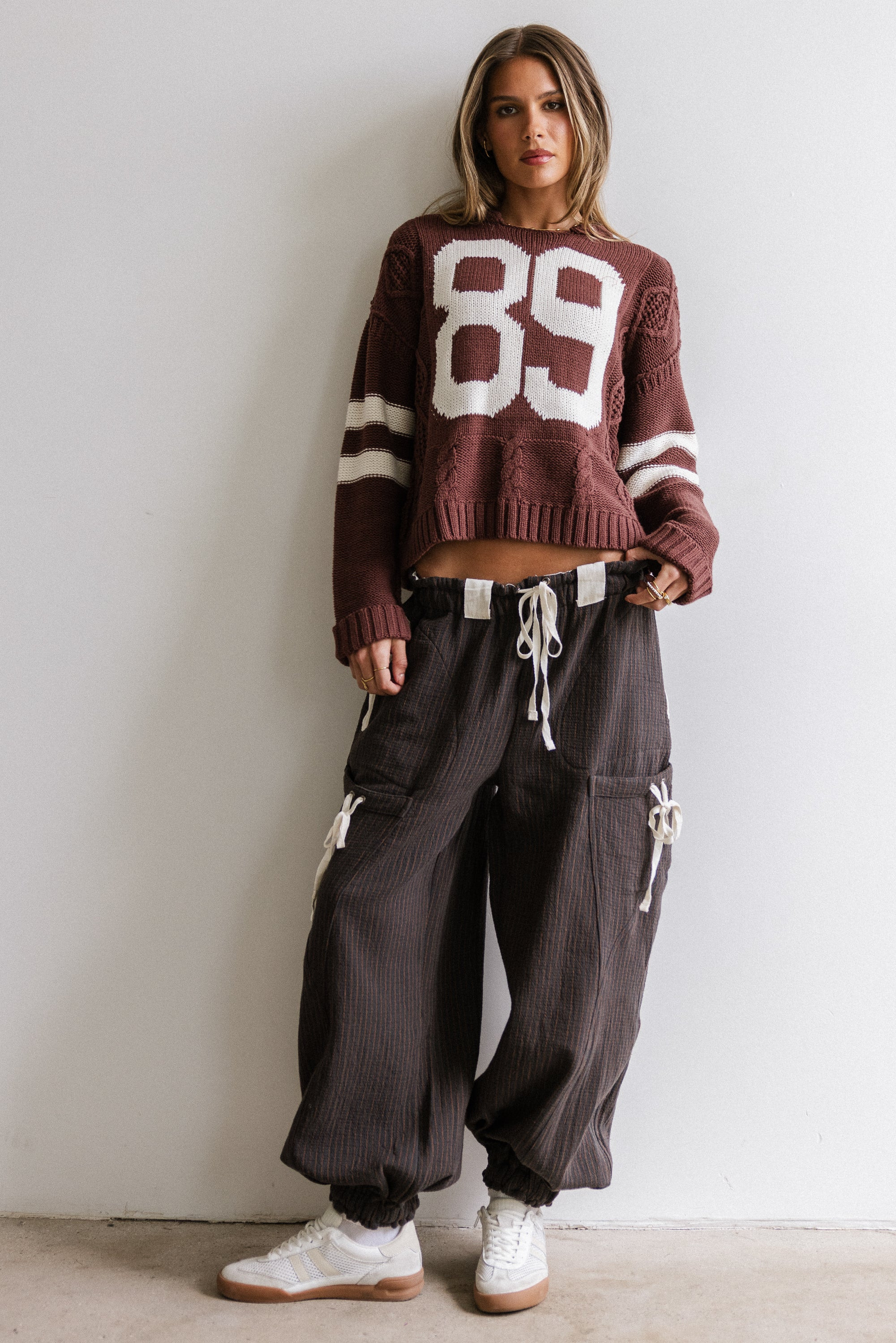 Cozette Striped Baggy Pants in Navy - FINAL SALE | Böhme US
