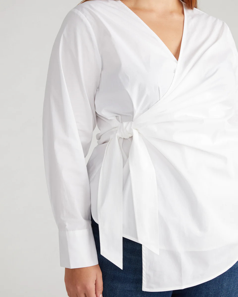 Beacon Stretch Poplin Wrap ShirtWhite | Universal Standard
