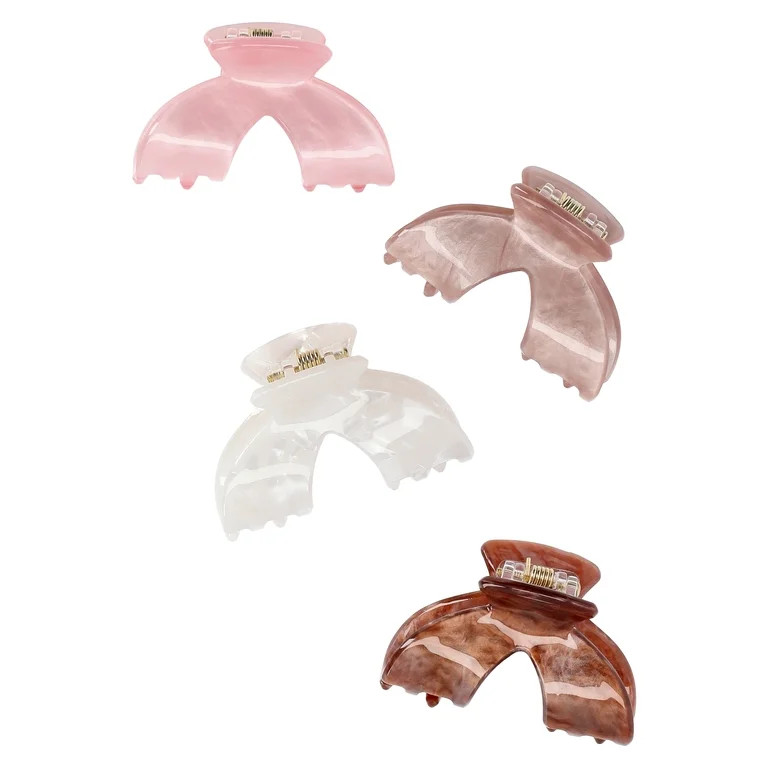 Time and Tru Women's Mini Claw Hair Clips Set, 4-Pack, Pink | Walmart (US)