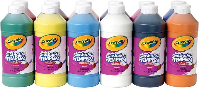 Crayola Artista II Washable Liquid Tempera Paint, Set of 12, 16oz , Assorted Colors (54-8216) | Amazon (US)