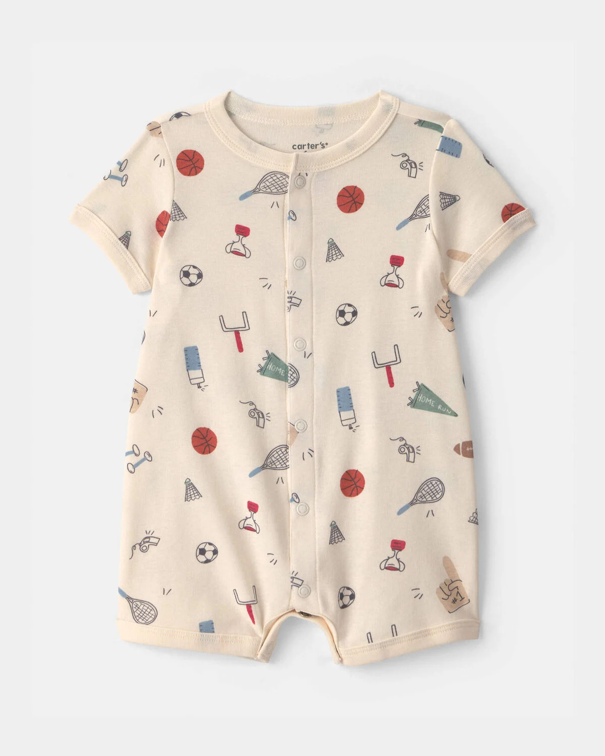 Baby Sports Short-Sleeve Romper - Ivory | Carter's | Carter's Inc