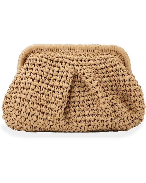 Straw Clutch Purse for Women Cloud Dumpling Pouch Straw Crossbody Shoulder Handbag Summer Beach W... | Amazon (US)