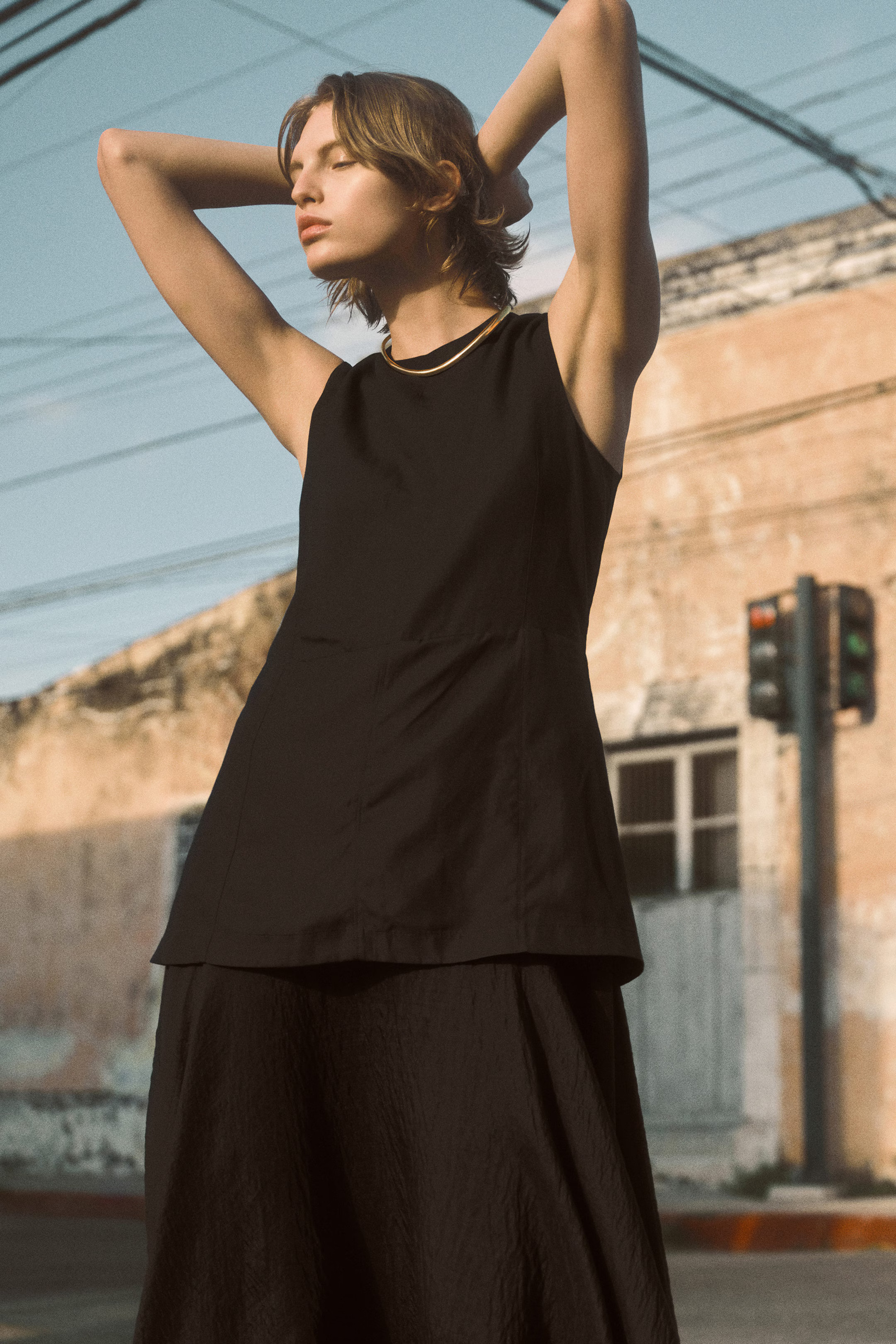 LAYERED PEPLUM MIDI DRESS - BLACK | COS UK