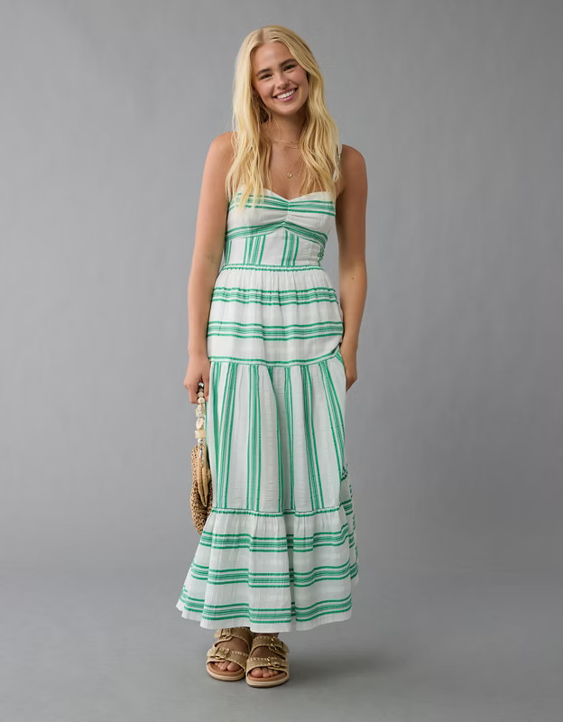 AE Catie Corset Midi Dress | American Eagle Outfitters (US & CA)