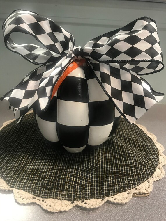 Black And White Check Painted Pumpkin | Etsy | Etsy (US)