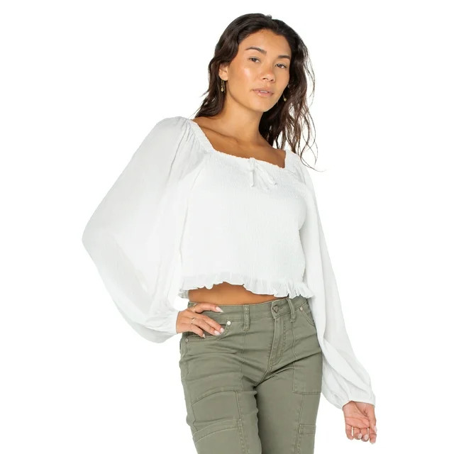 Celebrity Pink Long Sleeve Smocked Peasant Top | Walmart (US)