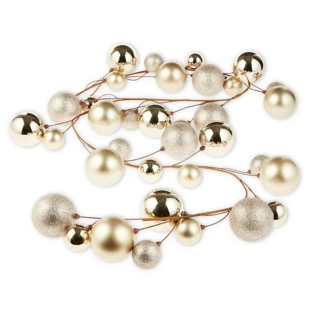 Holiday Time Champagne Shatterproof Christmas Ball Garland, 72-Inch - Walmart.com | Walmart (US)