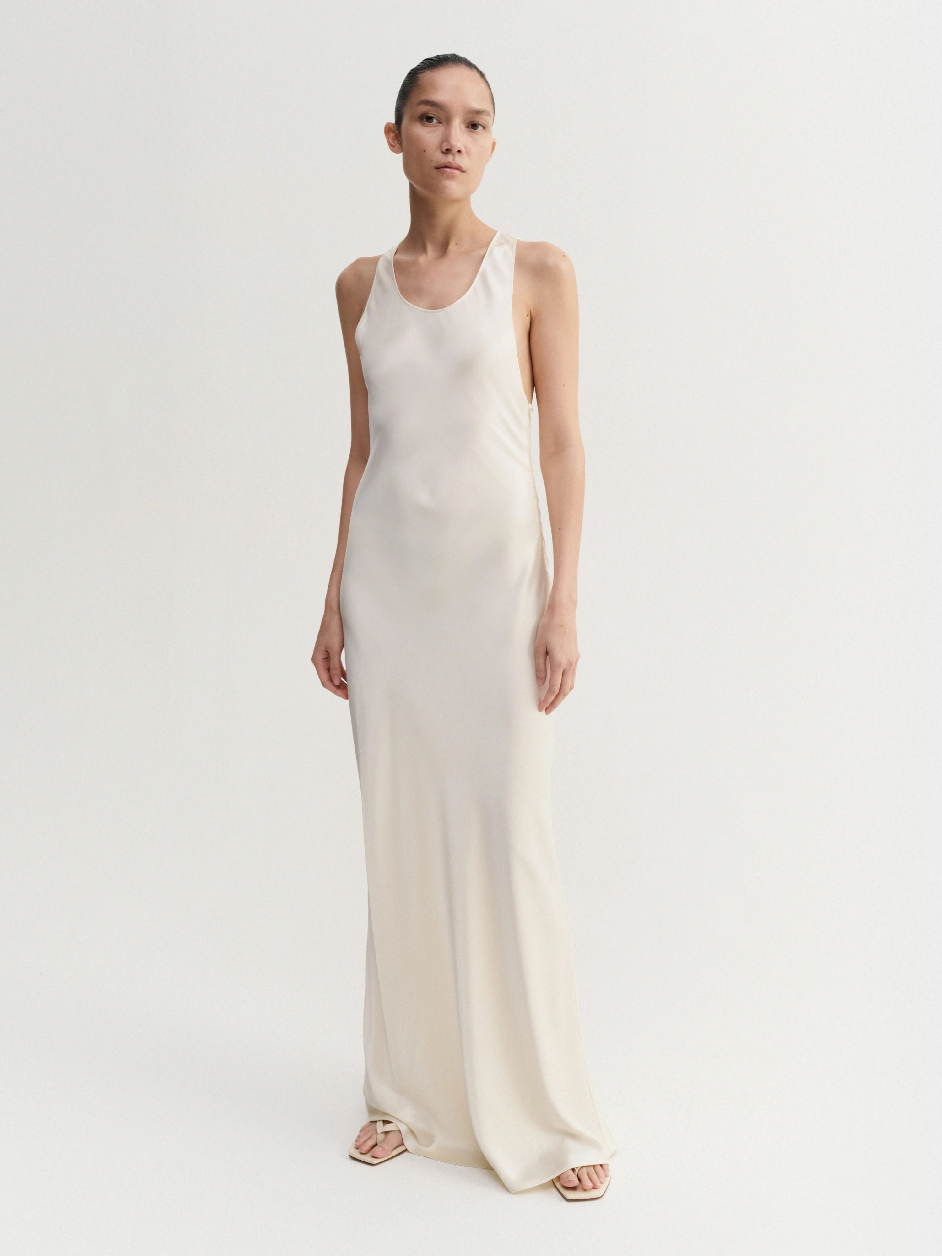 Zila Satin Dress, vanilla | Almada Label