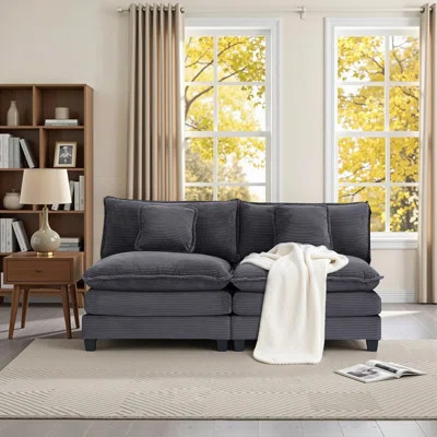 2-Seater Sofa Couch with Corduroy Upholstery | Wayfair North America