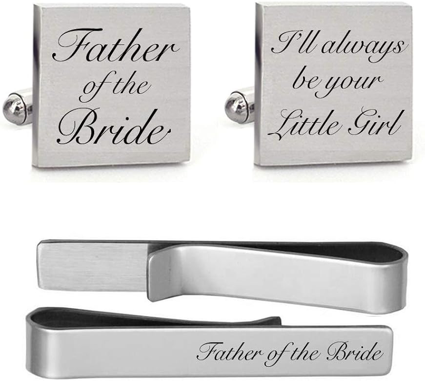 MUEEU Father of The Bride Cufflink Engraved I Will Always Be Your Little Girl Dad Father Tie Bar | Amazon (US)