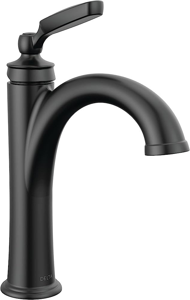 Delta Faucet Woodhurst Single Hole Bathroom Faucet, Single Handle Bathroom Sink Faucet Black, Dia... | Amazon (US)