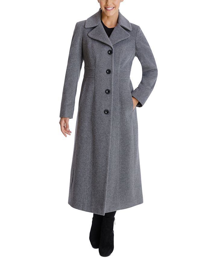 Anne Klein Single-Breasted Maxi Coat & Reviews - Coats - Women - Macy's | Macys (US)