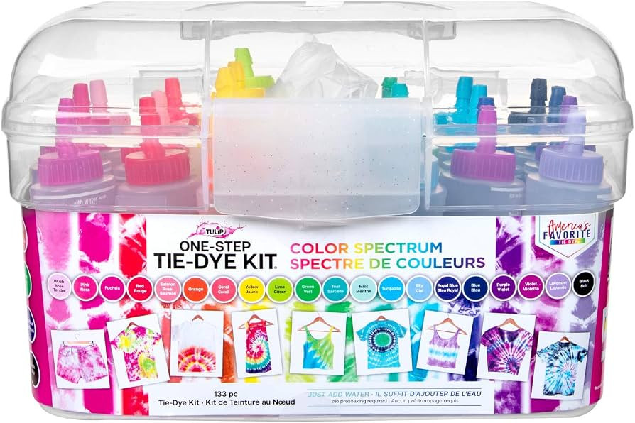 Tulip One-Step Tie-Dye Color Spectrum Tub, 24 Bottles, Rainbow Colors, All-in-One Tie Dye Kit for... | Amazon (US)
