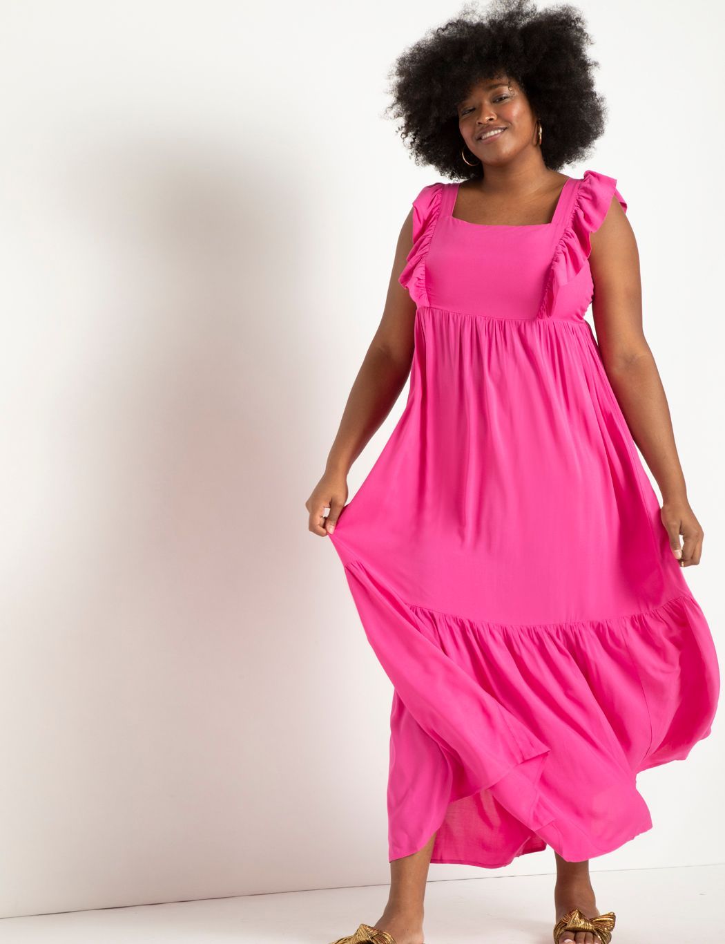 Ruffle Detail Maxi Dress | Women's Plus Size Dresses | ELOQUII | Eloquii