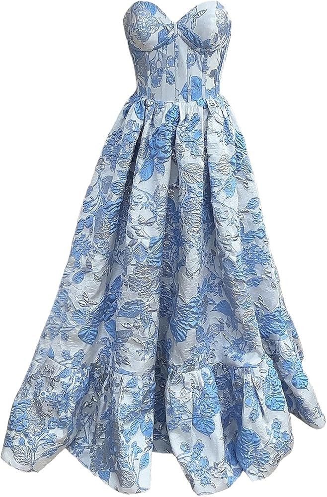 Strapless Prom Dresses 2025 Floral Satin Formal Dress Long Corset Sweetheart A Line Prom Party Go... | Amazon (US)