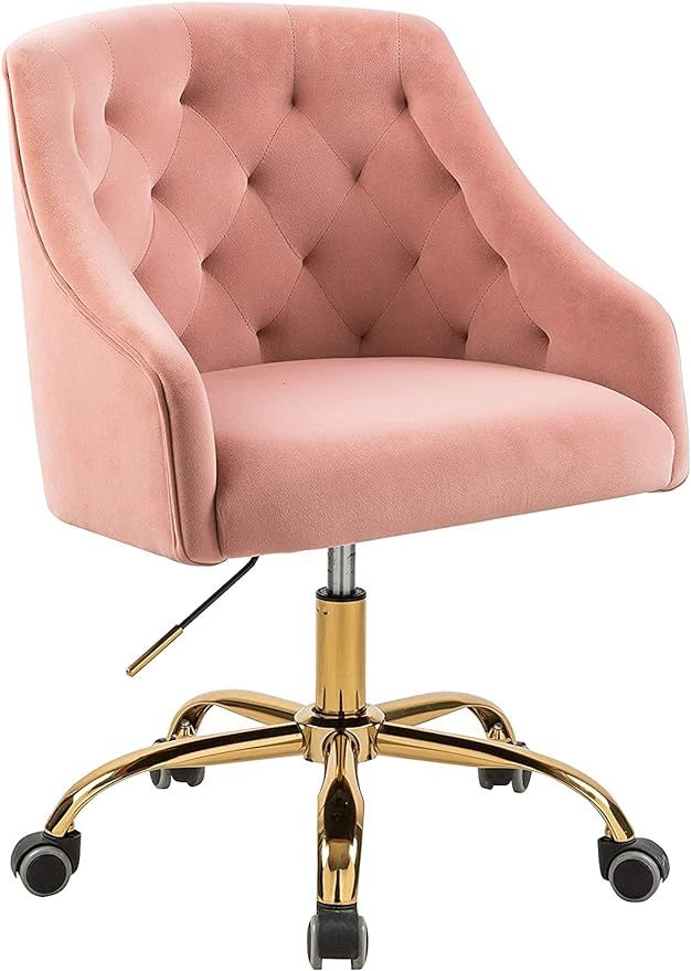 MOJAY Velvet Fabric Pink Desk Chair for Home Office | Swivel Task Chair | Modern Design | Chairs ... | Amazon (US)