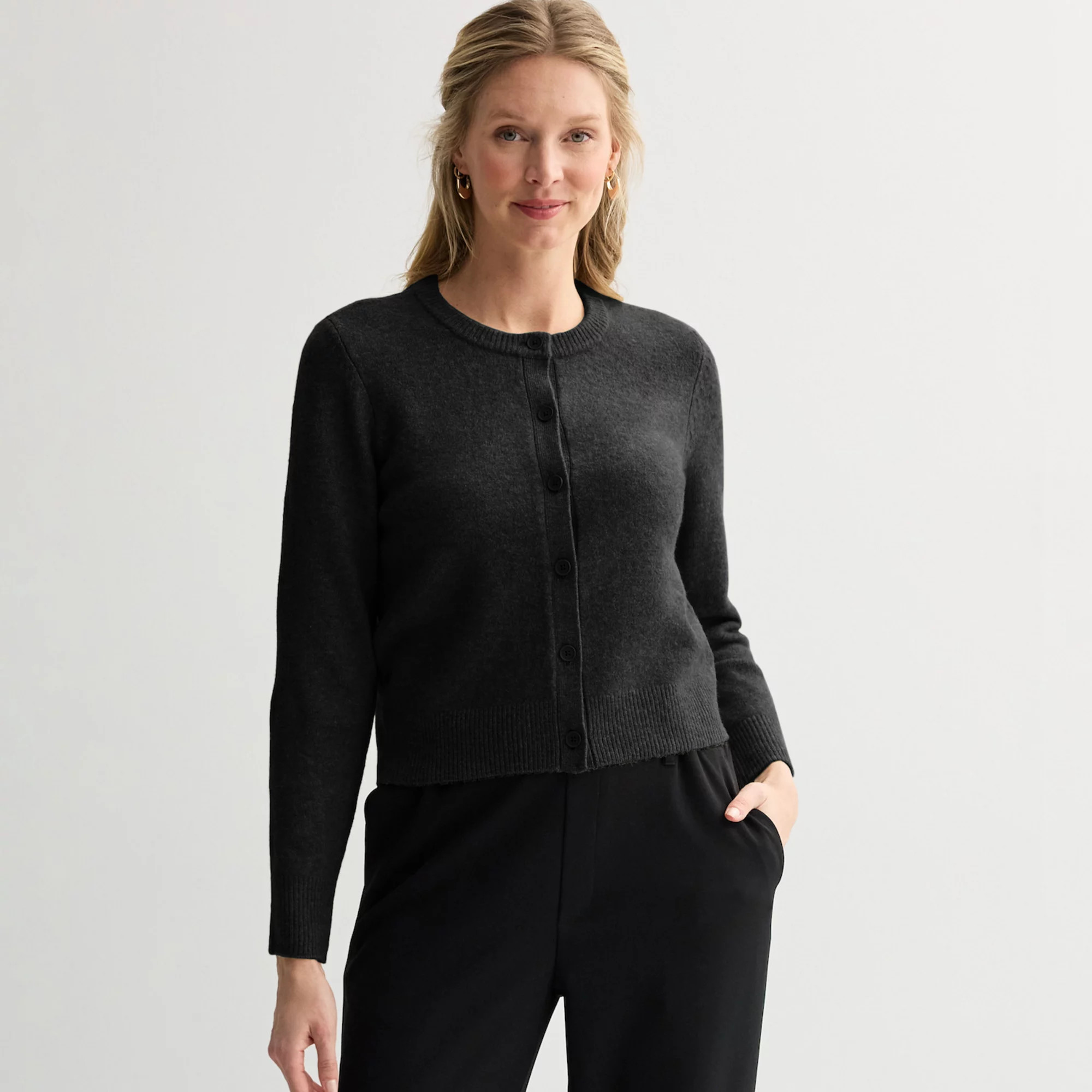 Women's Nine West Button Front Crewneck Sweater | Kohl's