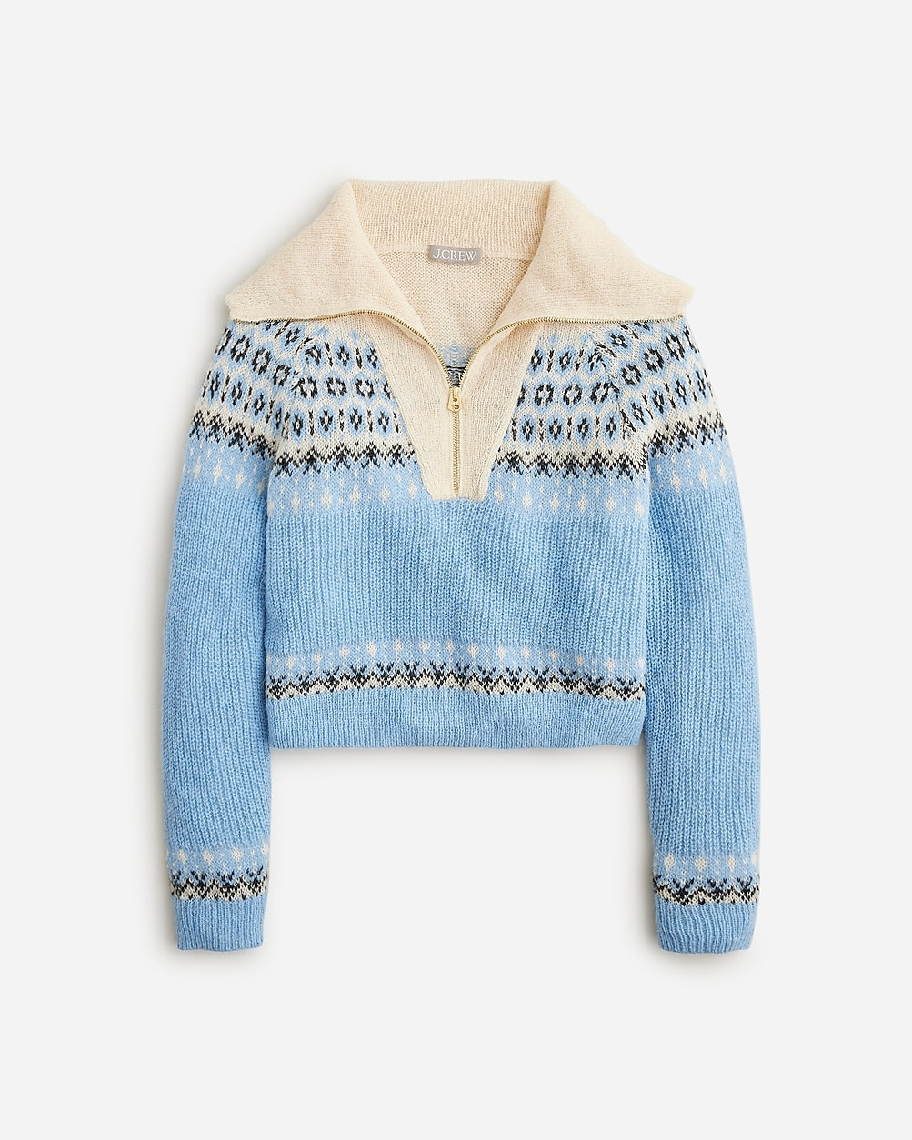 Fair Isle half-zip sweater in brushed yarn | J. Crew US