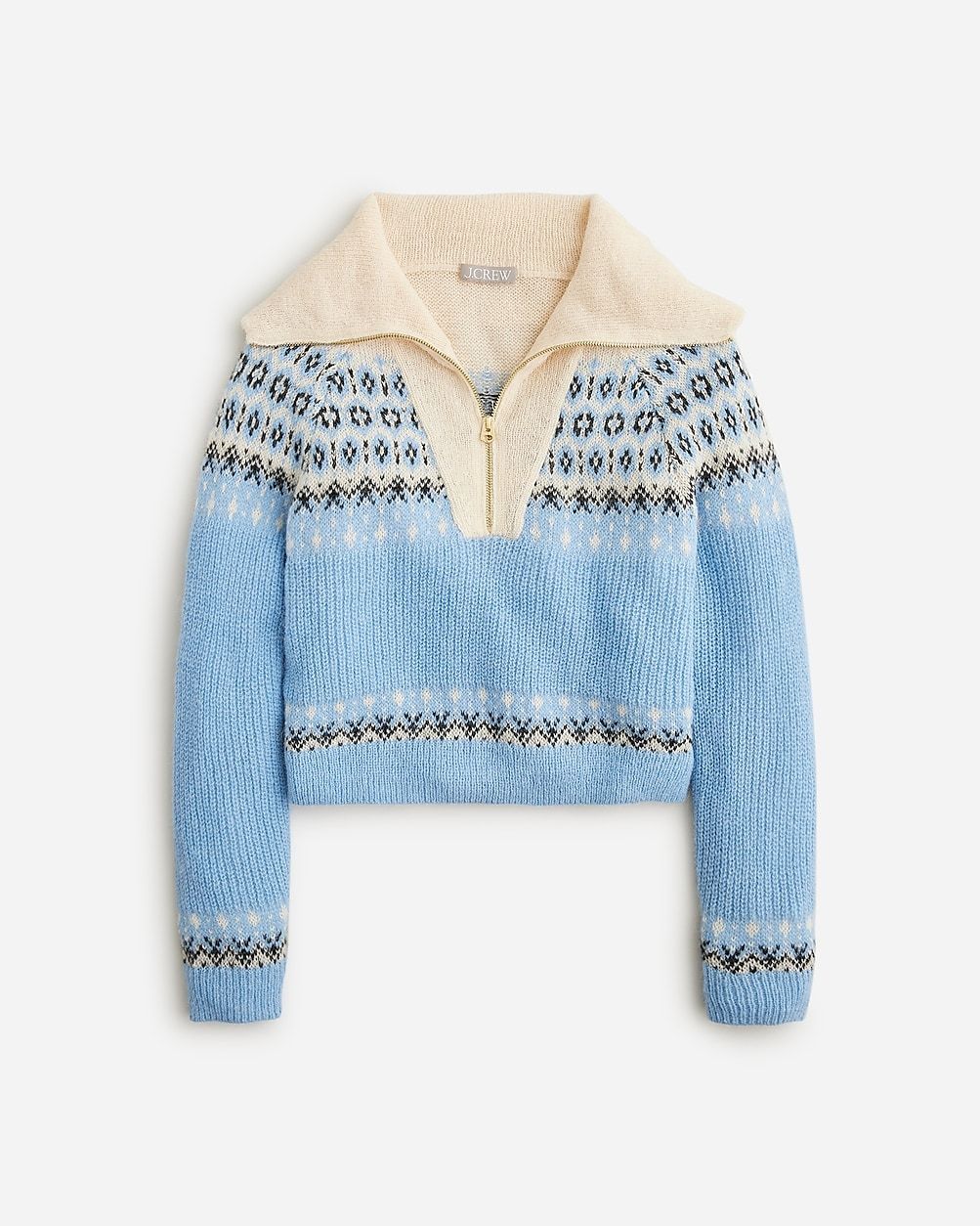 Fair Isle half-zip sweater in brushed yarn | J.Crew US
