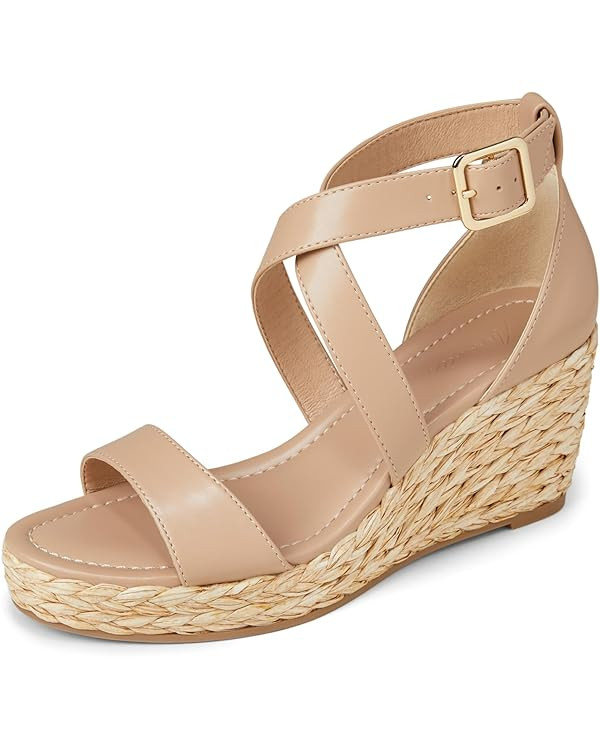 Arromic Wedge Sandals for Women Open Toe Platform Wedge Heel Sandals Ankle Strap Casual Summer Dr... | Amazon (US)