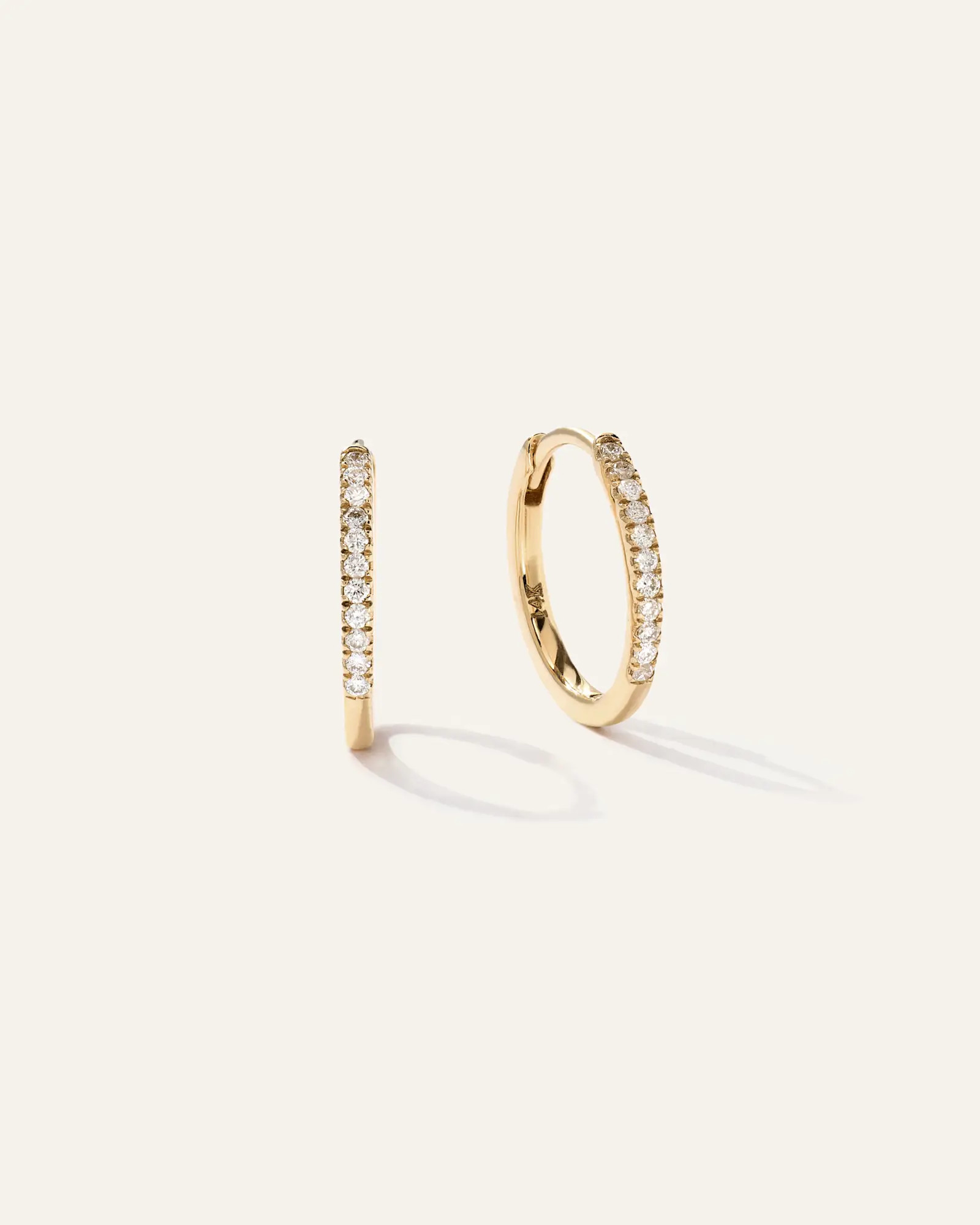 14K Gold Diamond Pave Hoops | Quince