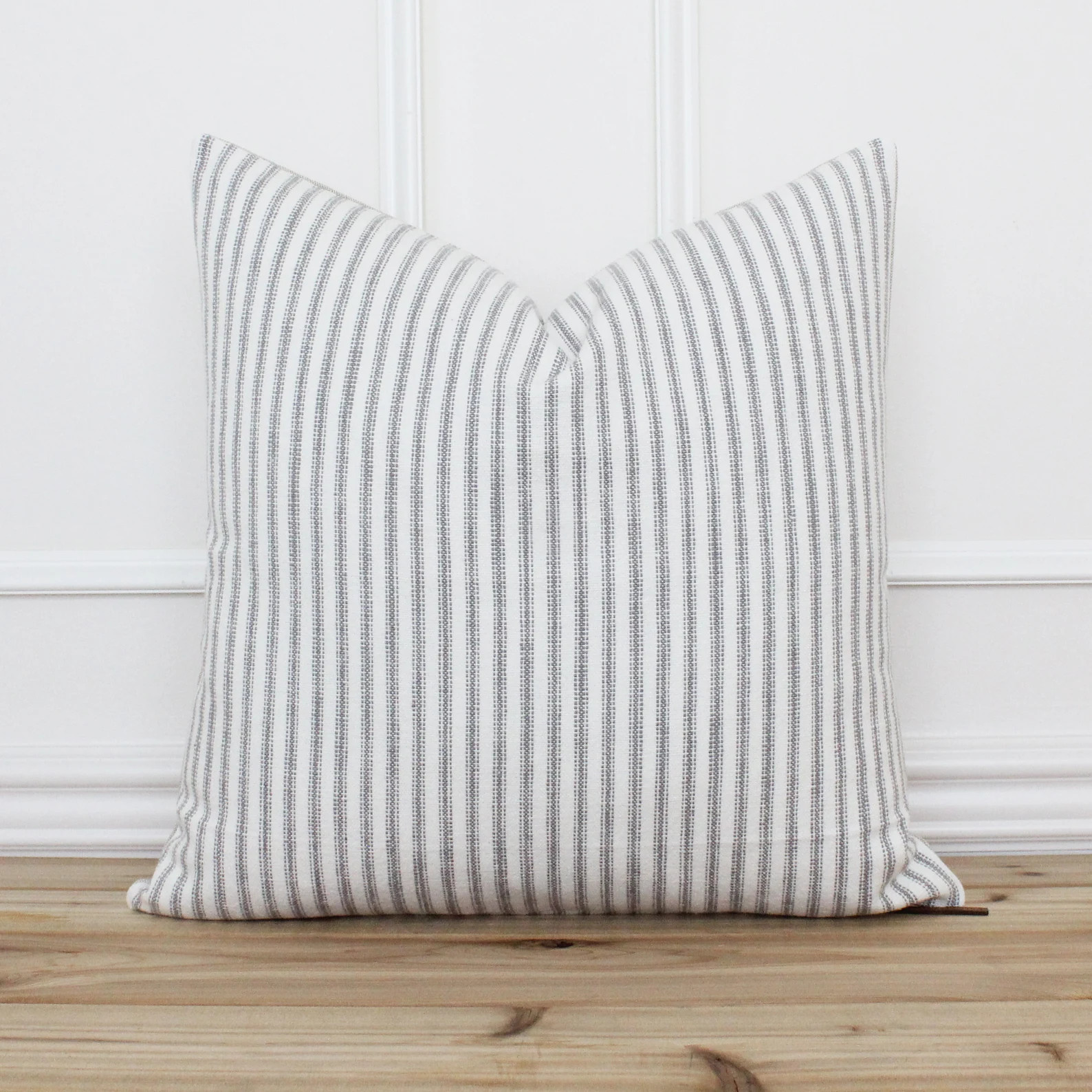Ticking Striped Pillow Cover • Gray and White Decorative Throw Pillow • Cushion Cover • Gra... | Etsy (Global)