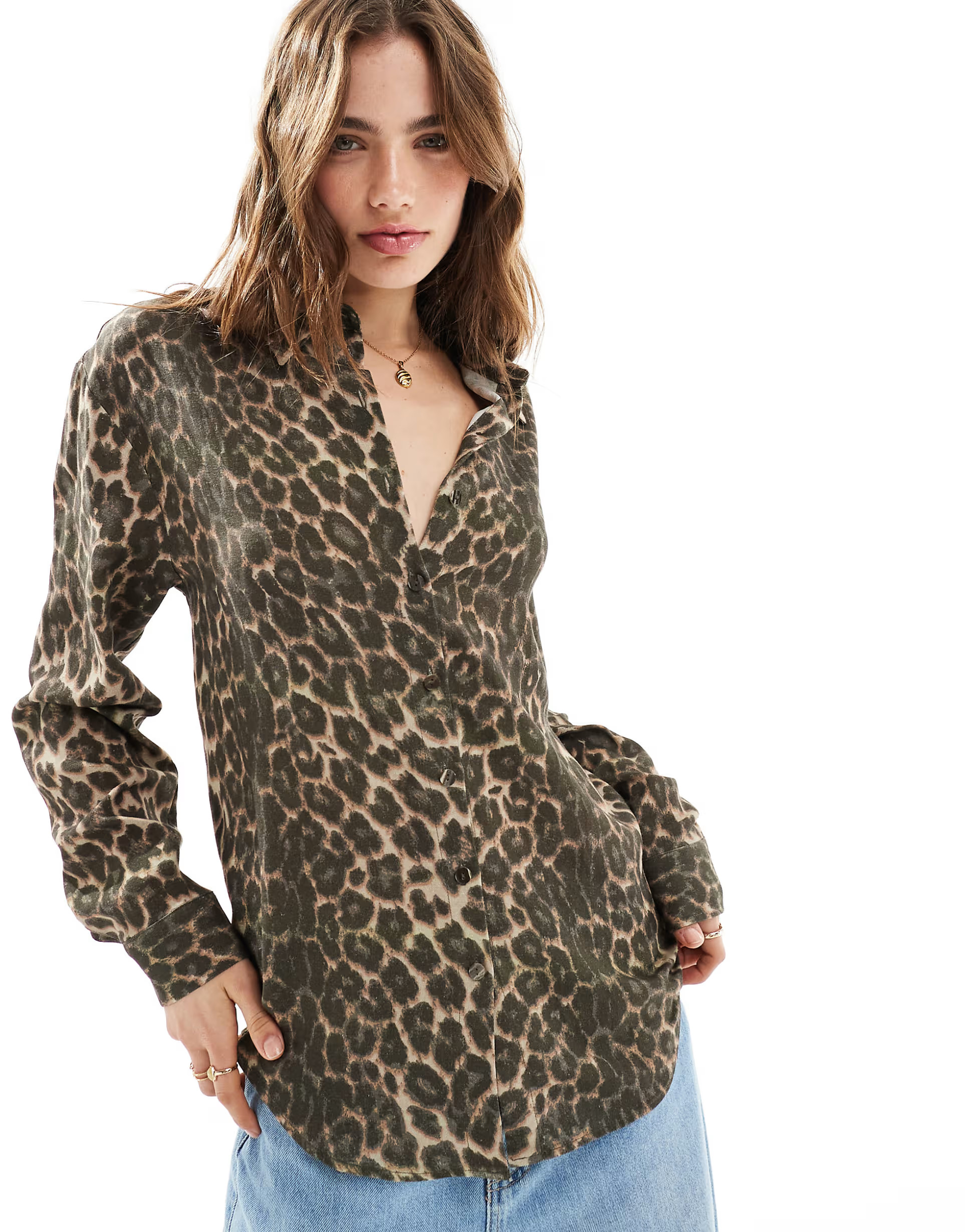ASOS DESIGN relaxed linen blend leopard shirt | ASOS | ASOS (Global)