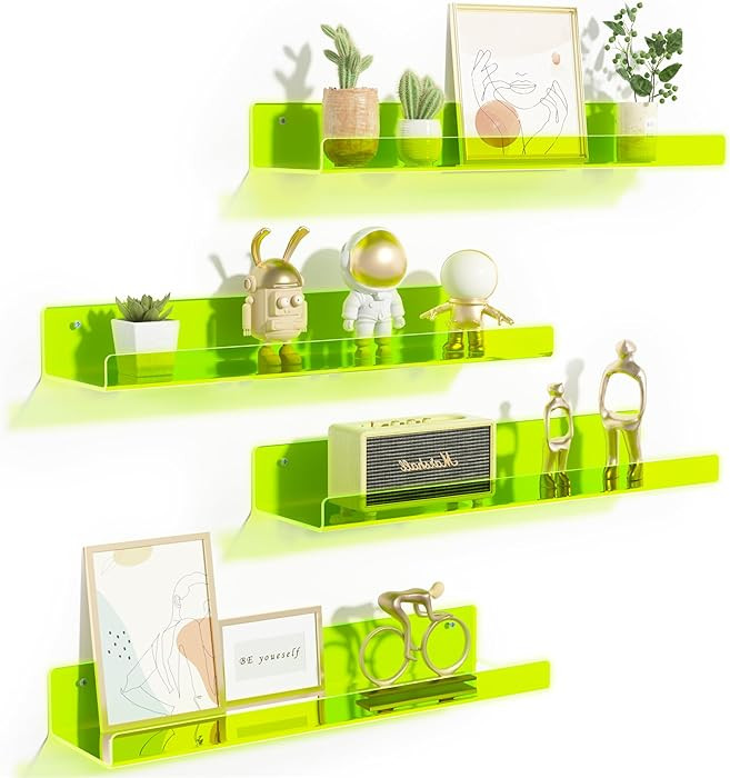 upsimples Acrylic Shelves for Wall Decor, 15" Display Shelf for Figure, Nail Polish, Wall Organiz... | Amazon (US)