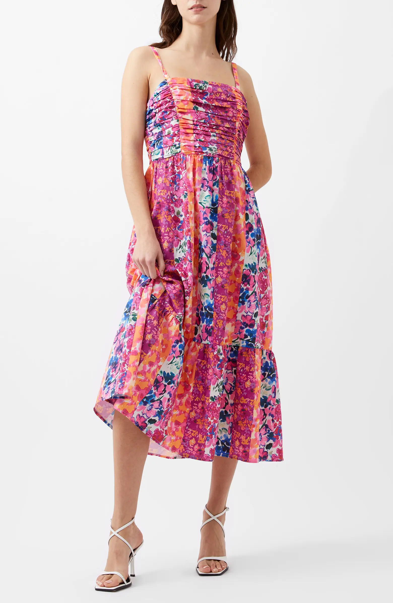 French Connection Carrie Mixed Floral Midi Sundress | Nordstrom | Nordstrom