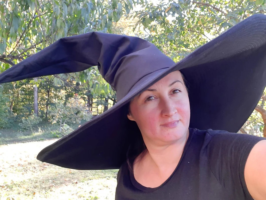 Extra Large Witch Hat, Extra Wide Brim Witch Hat, Black Witch's Hat, Halloween Hat, Witch's Hat f... | Etsy (US)