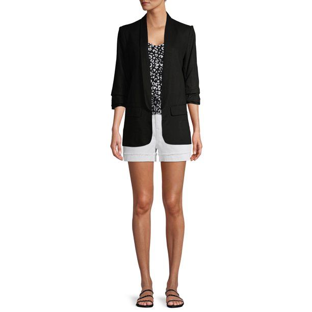 Scoop Women’s Lightweight Scrunch Sleeve Linen-Blend Blazer | Walmart (US)