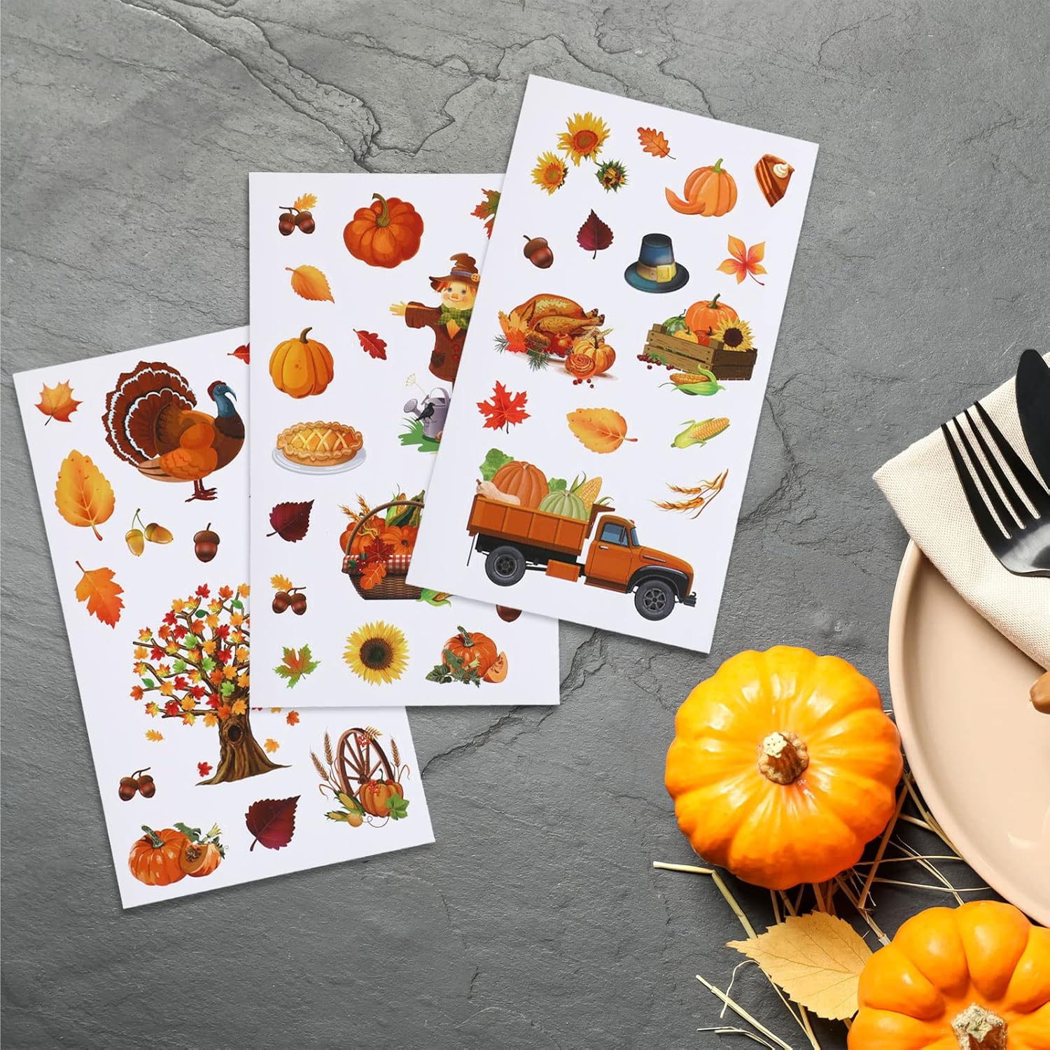 450 Pieces Fall Autumn Stickers for Kids Maple Leaves Thanksgiving Stickers Rustic Fall Stickers ... | Amazon (US)