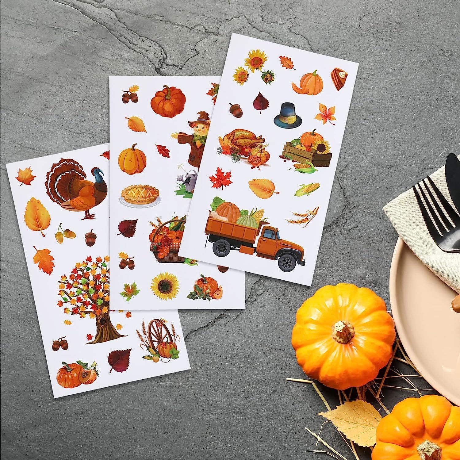 450 Pieces Fall Autumn Stickers for Kids Maple Leaves Thanksgiving Stickers Rustic Fall Stickers ... | Amazon (US)