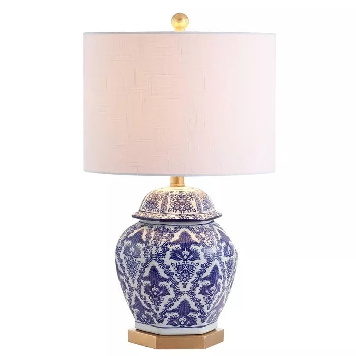 25&#34; Ceramic/Metal Gretchen Ginger Jar Table Lamp (Includes LED Light Bulb) Blue - JONATHAN Y | Target
