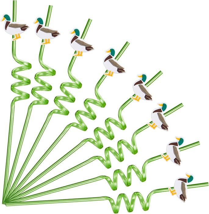 Maxdot 24 Pcs Mallard Duck Drinking Straws with Reusable Plastic Silly Straws for Themed Birthday... | Amazon (US)