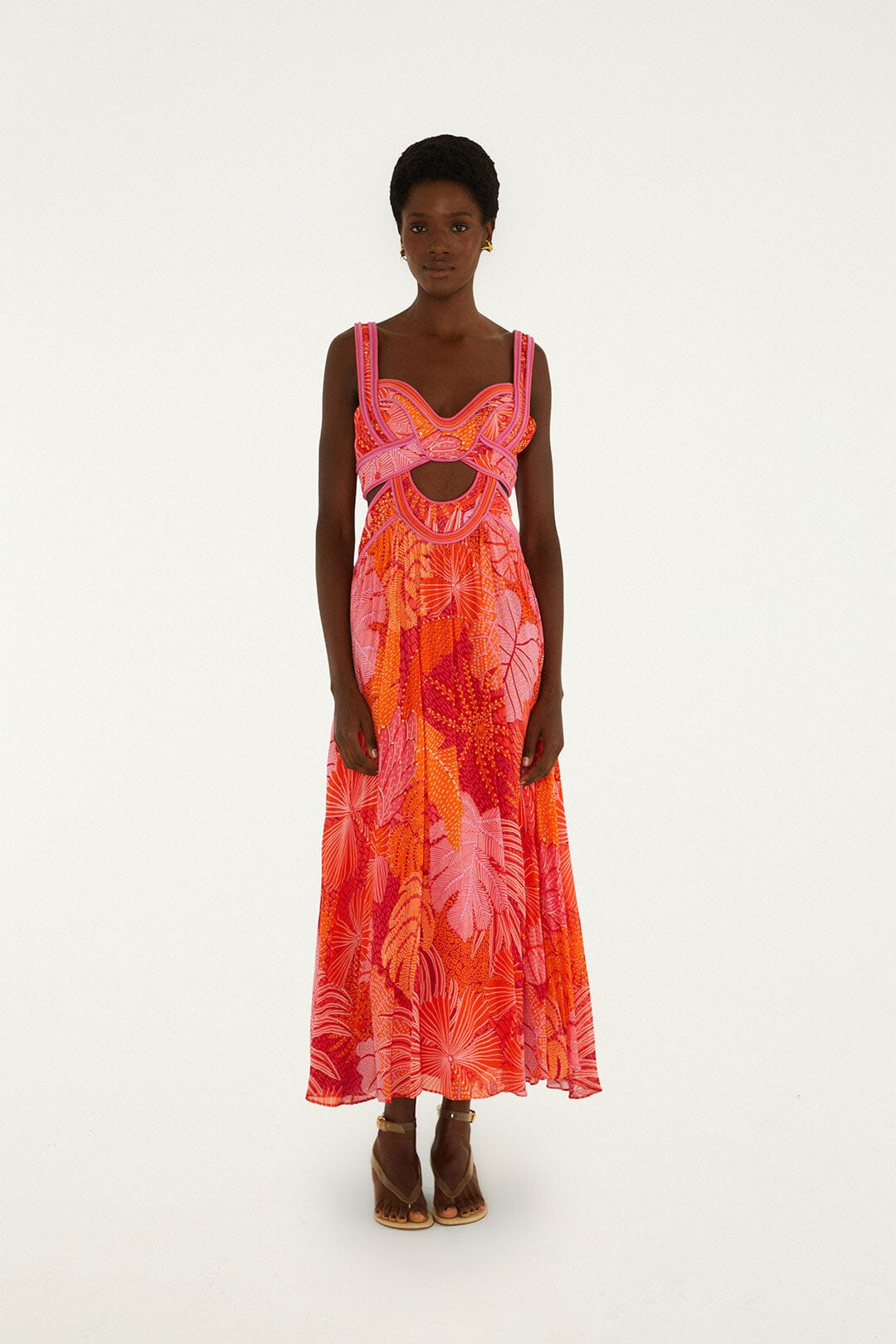 Multicolor Delicate Forest Cut-Out Maxi Dress | FARM Rio | FarmRio (US)