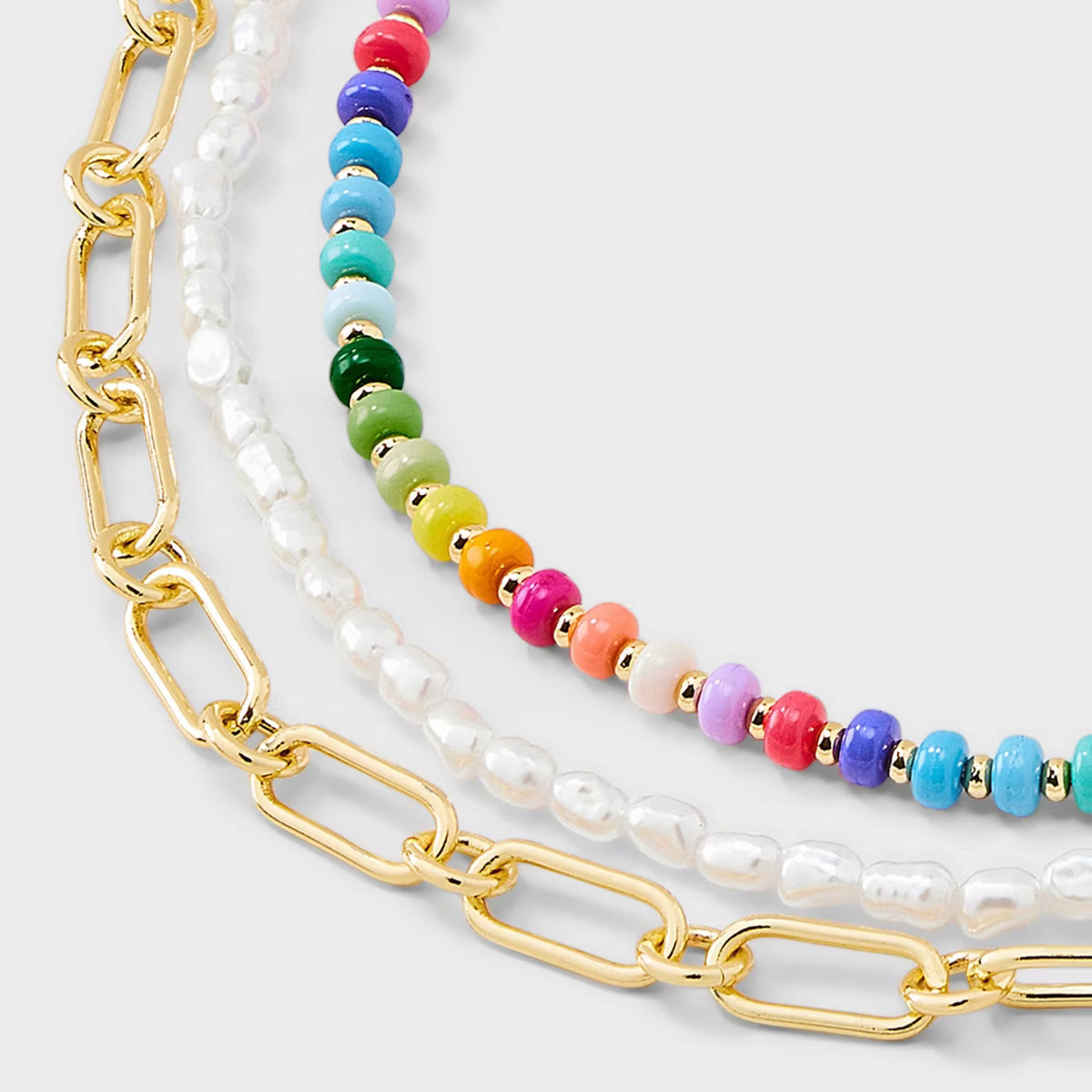 SUGARFIX by BaubleBar True Colors Multi-Strand Necklace: Lobster Claw Clasp, Brass Material, Char... | Target