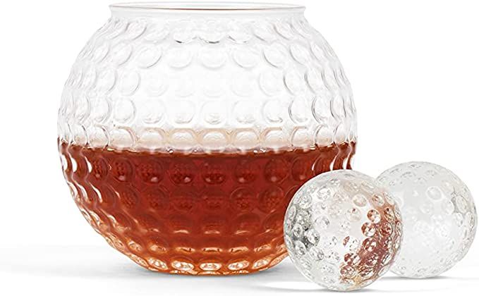 Golf Ball Shaped Whiskey Chillers, Single Whiskey Glass & Storage Bag | Golf Gift Set | Glass Whi... | Amazon (US)