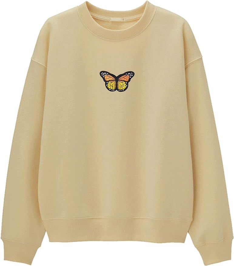 MISSACTIVER Women's Sweatshirt Butterfly Patchwork Casual Pullover Shirt Top | Amazon (US)