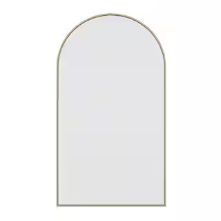 48 in. W x 83 in. H Arch Leaner Dressing Stainless Steel Framed Bathroom Vanity Mirror in Satin B... | The Home Depot