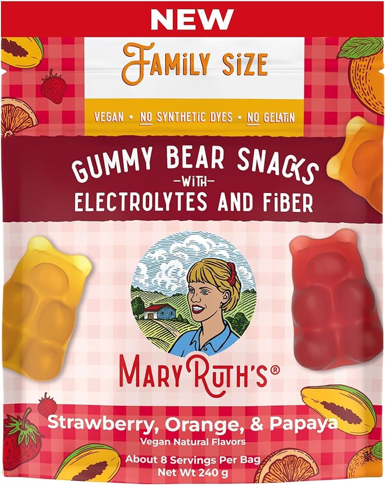 MaryRuth's Gummy Bears Snack with Electrolytes and Fiber | Fruit Flavored Gummy Candy Pack | Stra... | Amazon (US)