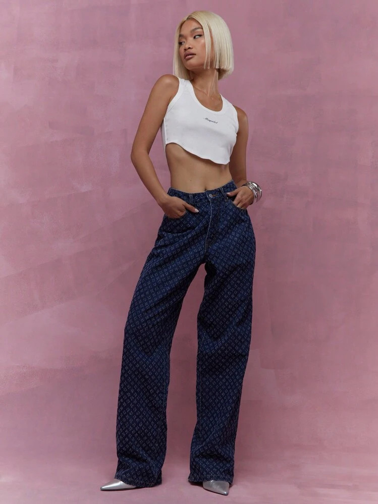 MISSGUIDED Self Embroidered Straight Leg Jeans | SHEIN
