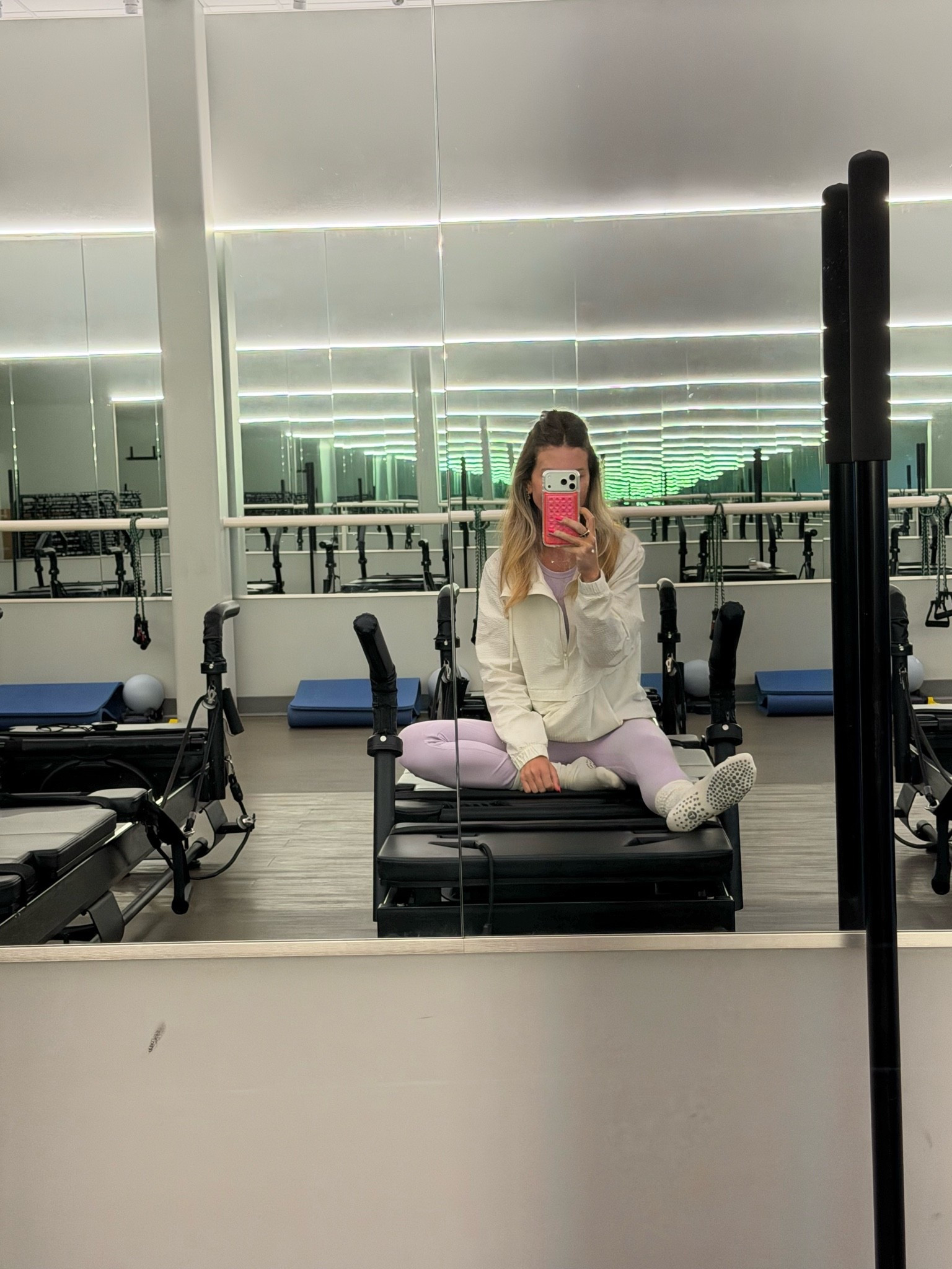 Pilates this morning!! 
Our outfits linked here! 
Alo yoga set is 30% off right now! 
Lululemon tank size 6
Leggings size 4 
Grip socks 
Gucci slides

#LTKootd #LTKActive #LTKPetite