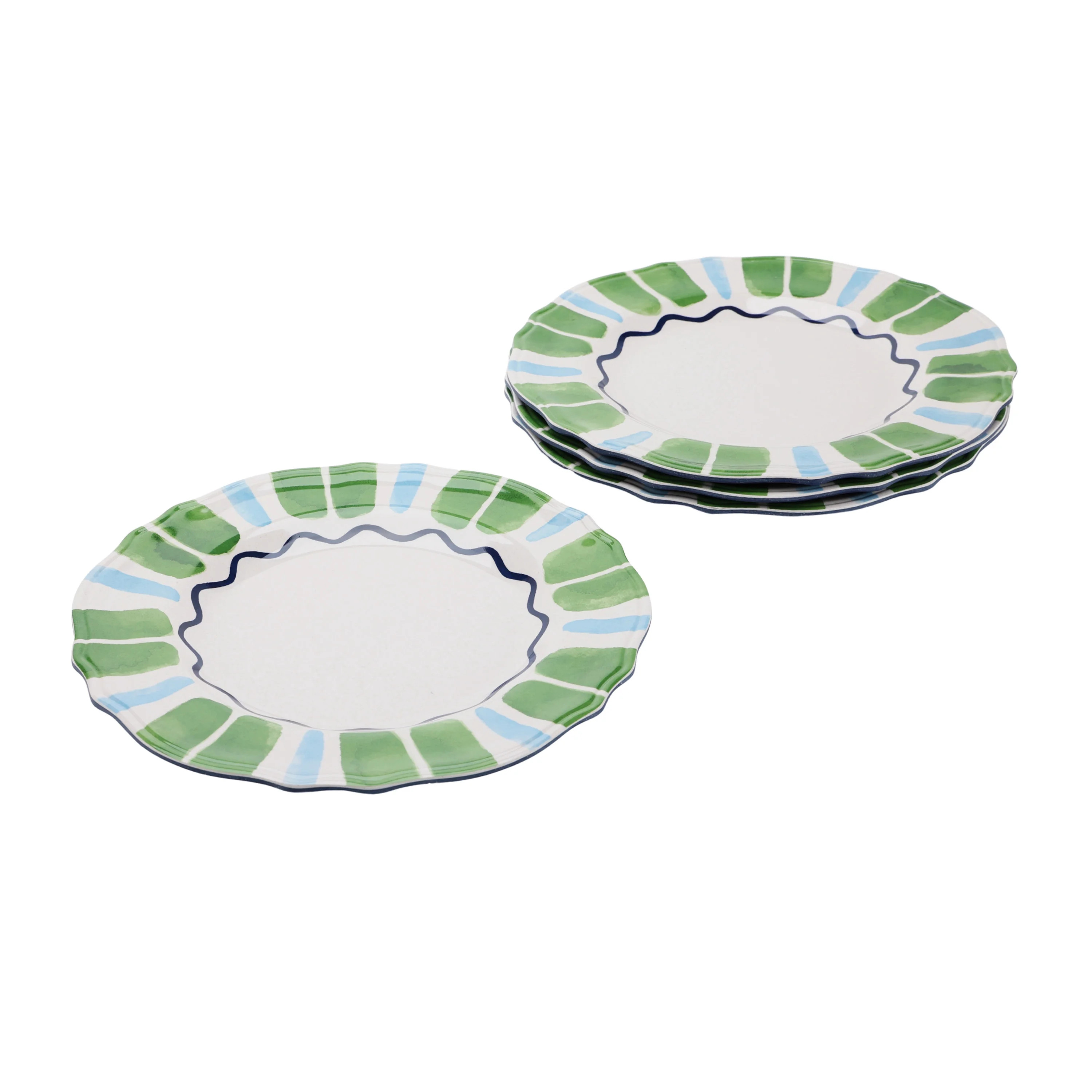 Beautiful 4-Piece 11-Inch Bamboo Melamine Dinner Plate Set, Multi-Color by Drew Barrymore | Walmart (US)