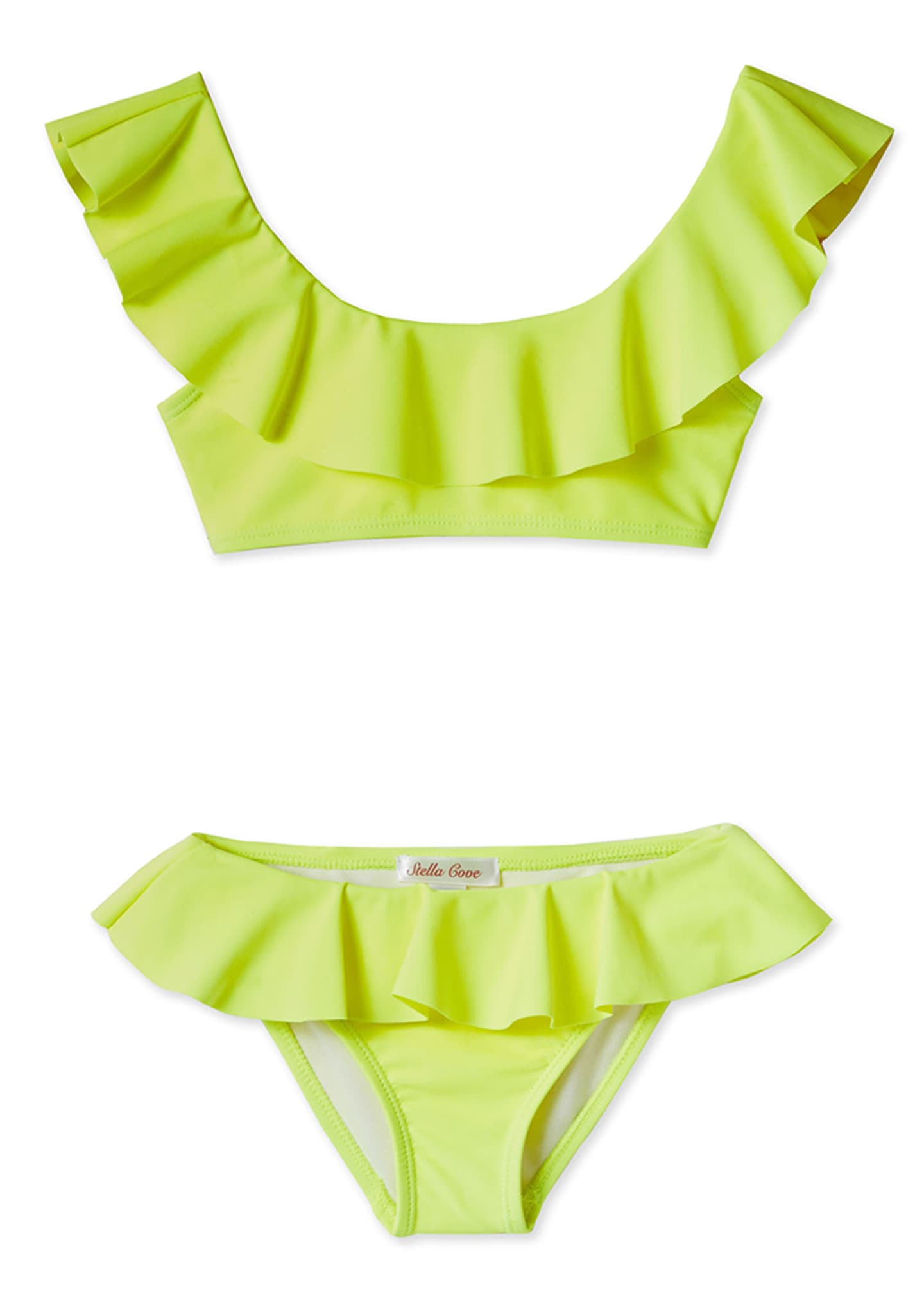 Stella Cove Girls' Neon Draped Bikini Two-Piece Swim Set, 2-14 | Bergdorf Goodman