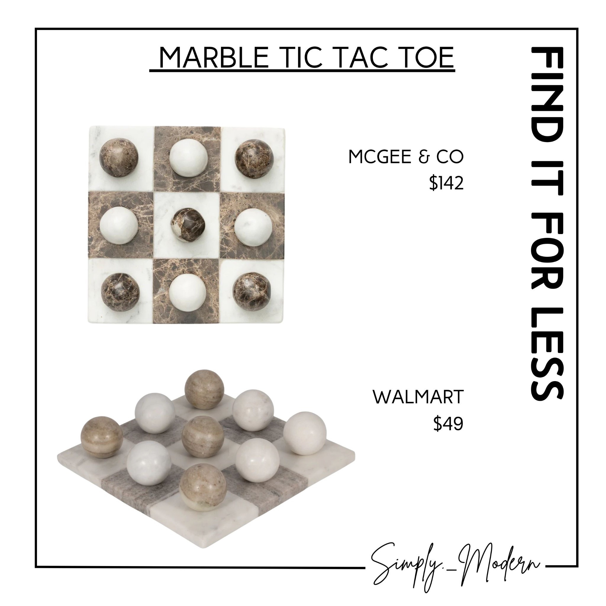 Find it for less- marble tic tac toe